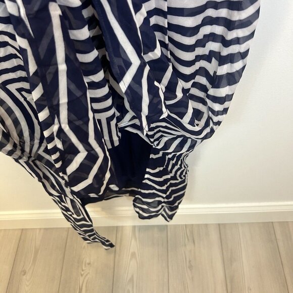 Soft Surroundings Size Large Deco Dress Blue White Striped W/ Slip Lining 2DC89 - Picture 6 of 11